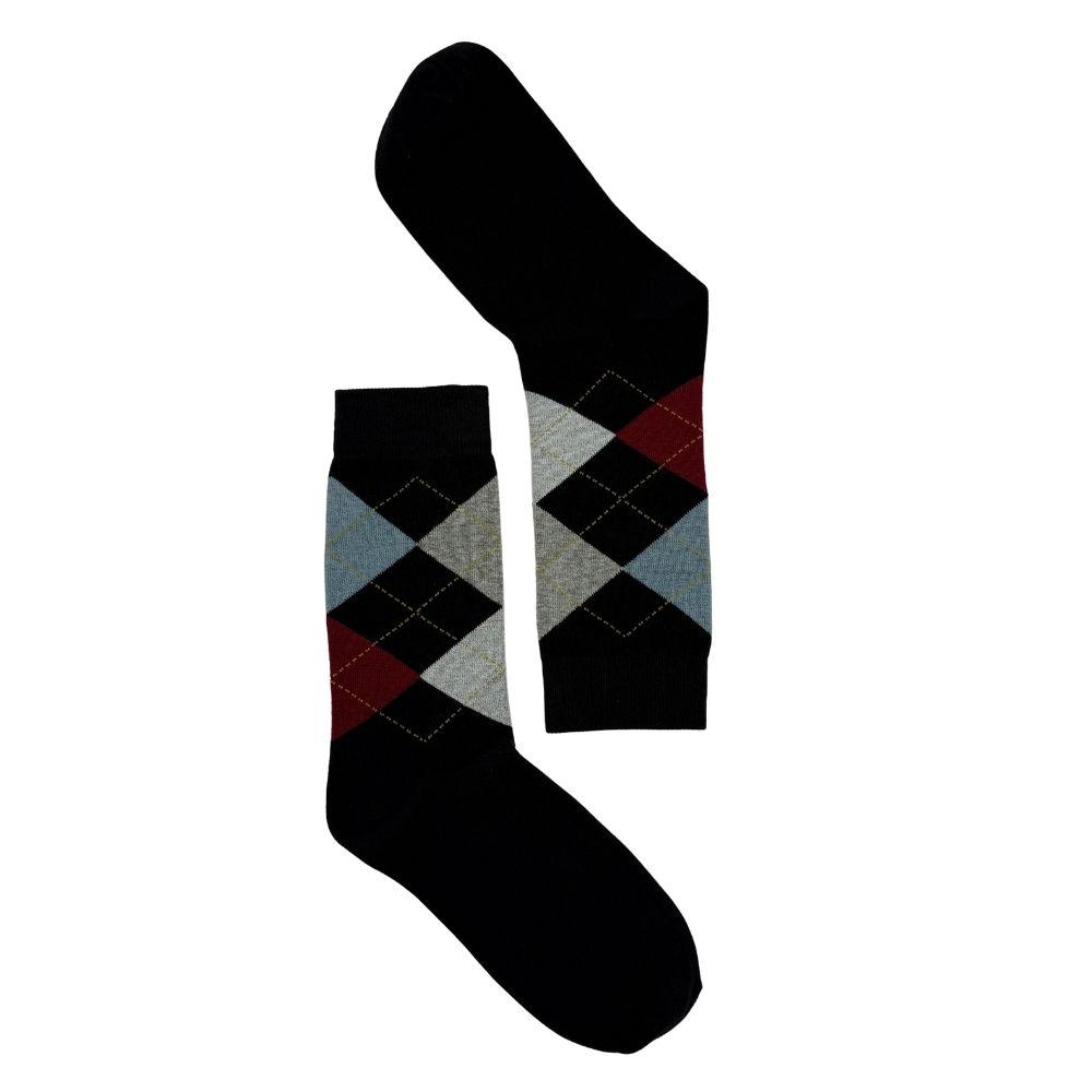 Black Argyle Cotton Dress Socks