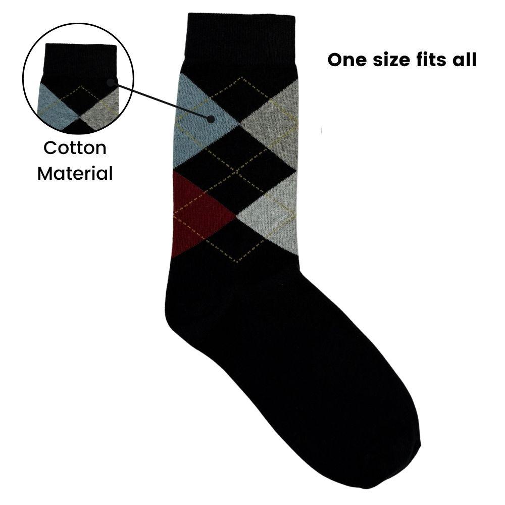 Black Argyle Cotton Dress Socks
