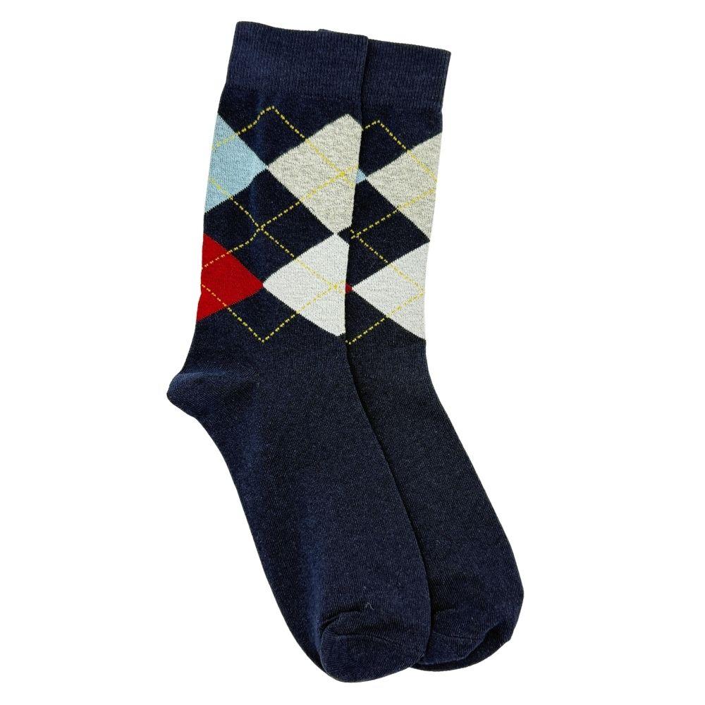 Navy Blue Argyle Dress Socks