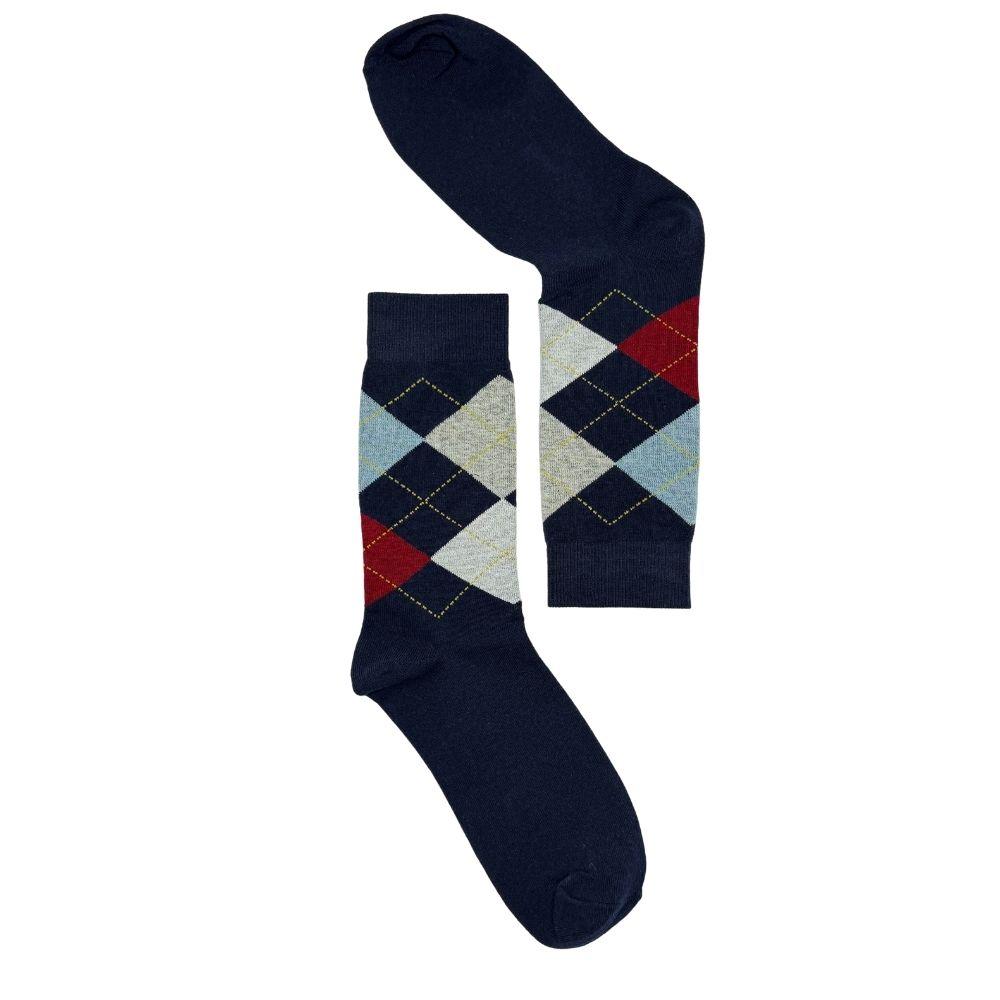 Navy Blue Argyle Dress Socks