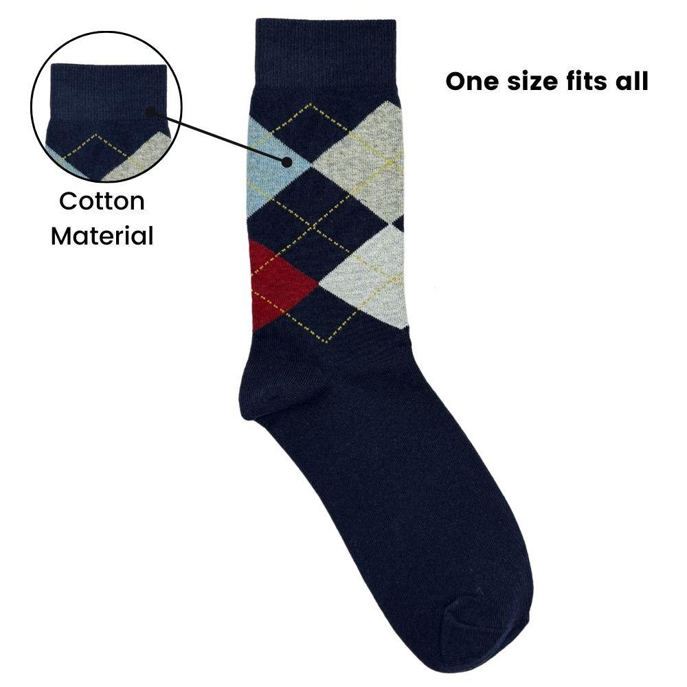 Navy Blue Argyle Dress Socks