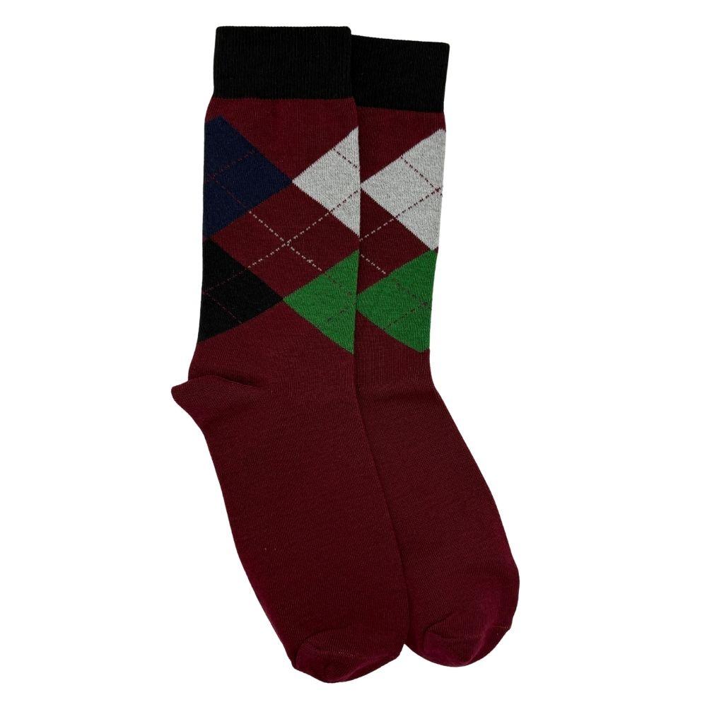 Maroon Argyle Dress Socks