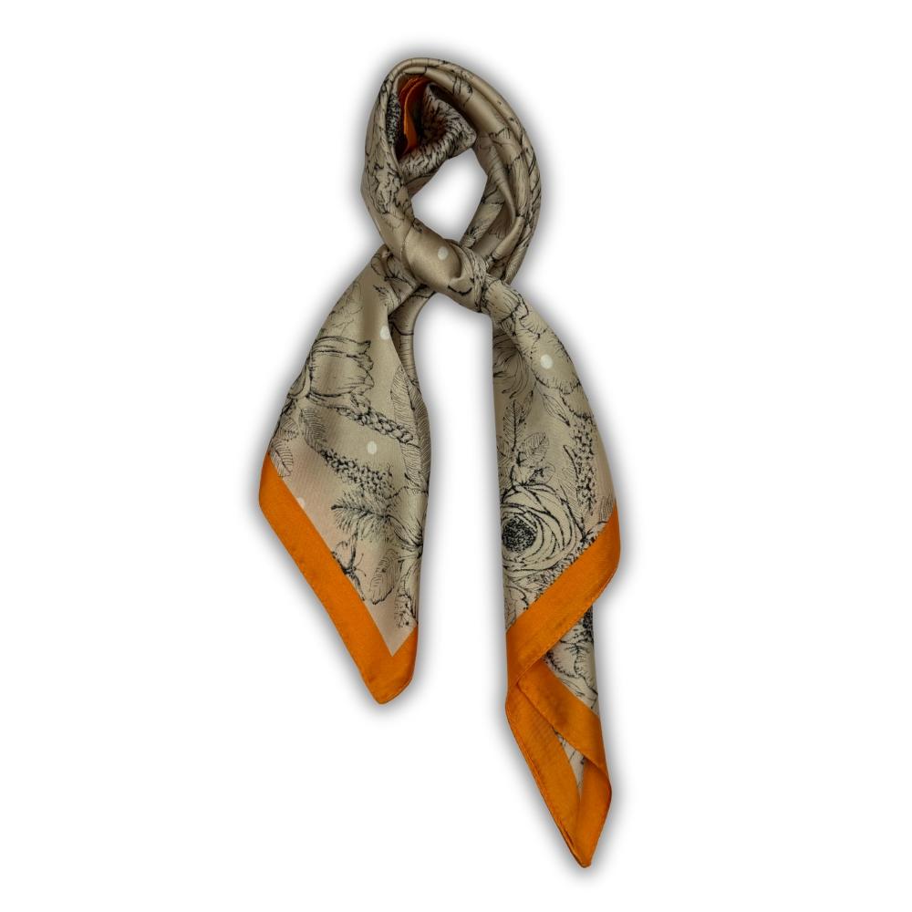 Mustard Yellow & Beige Pure Microfiber Scarf For Women with Floral Sketch Print