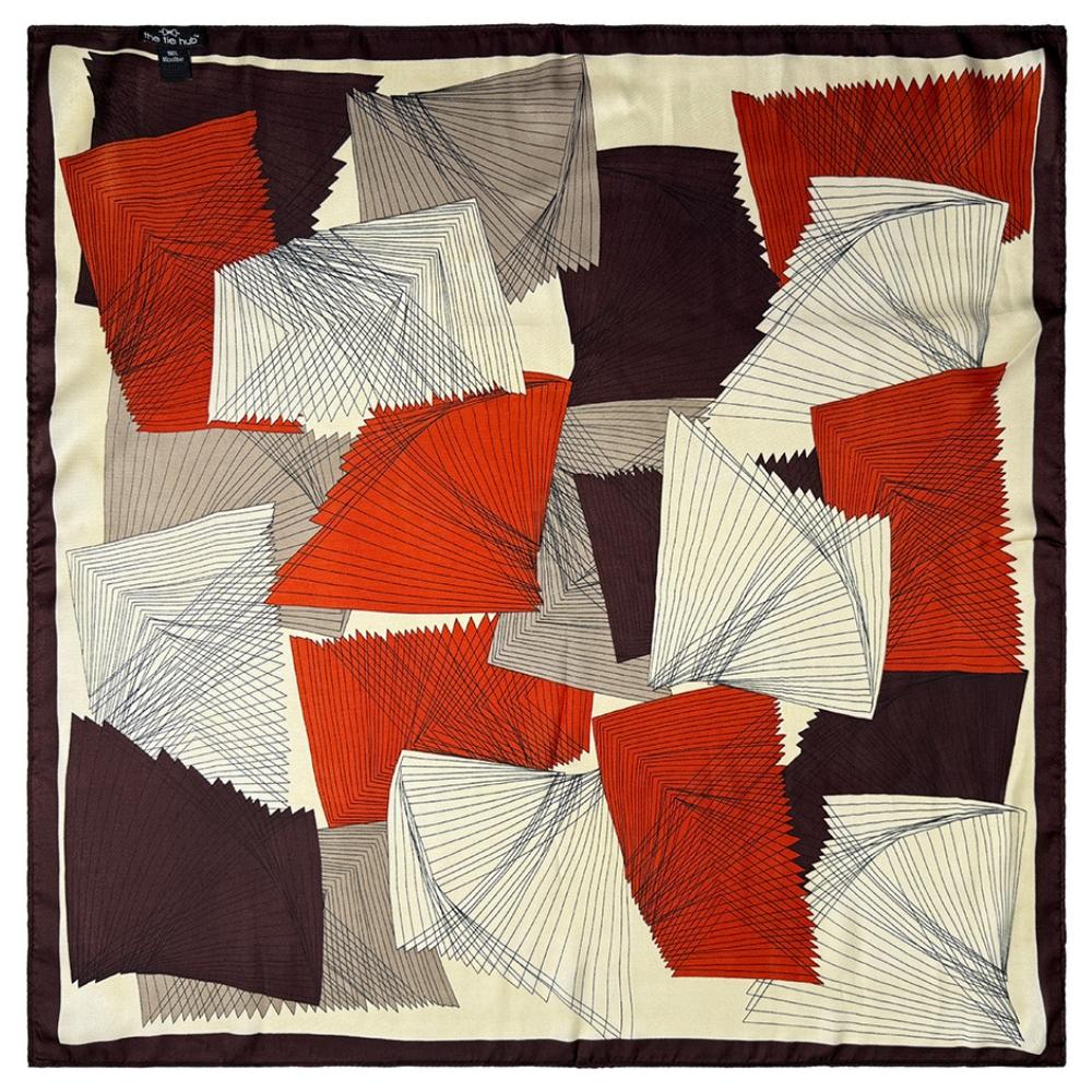 Brown & Cream Pure Microfiber Scarf For Women with Abstract Rust Geometric Print