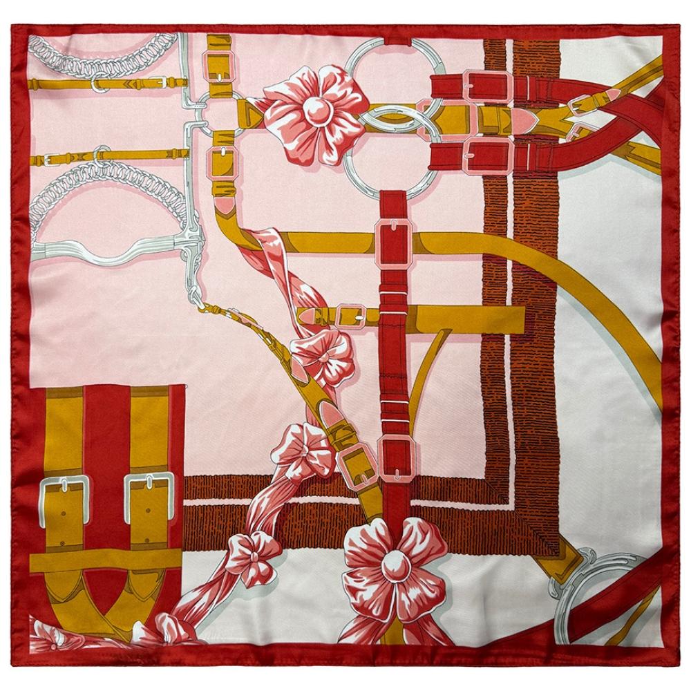 Red & Blush Pink Pure Microfiber Scarf For Women with Harness Floral Print