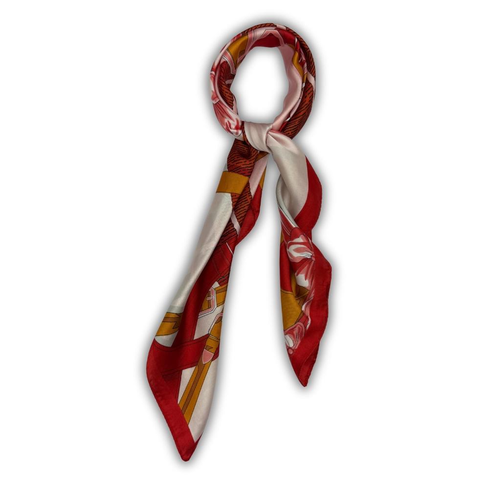 Red & Blush Pink Pure Microfiber Scarf For Women with Harness Floral Print