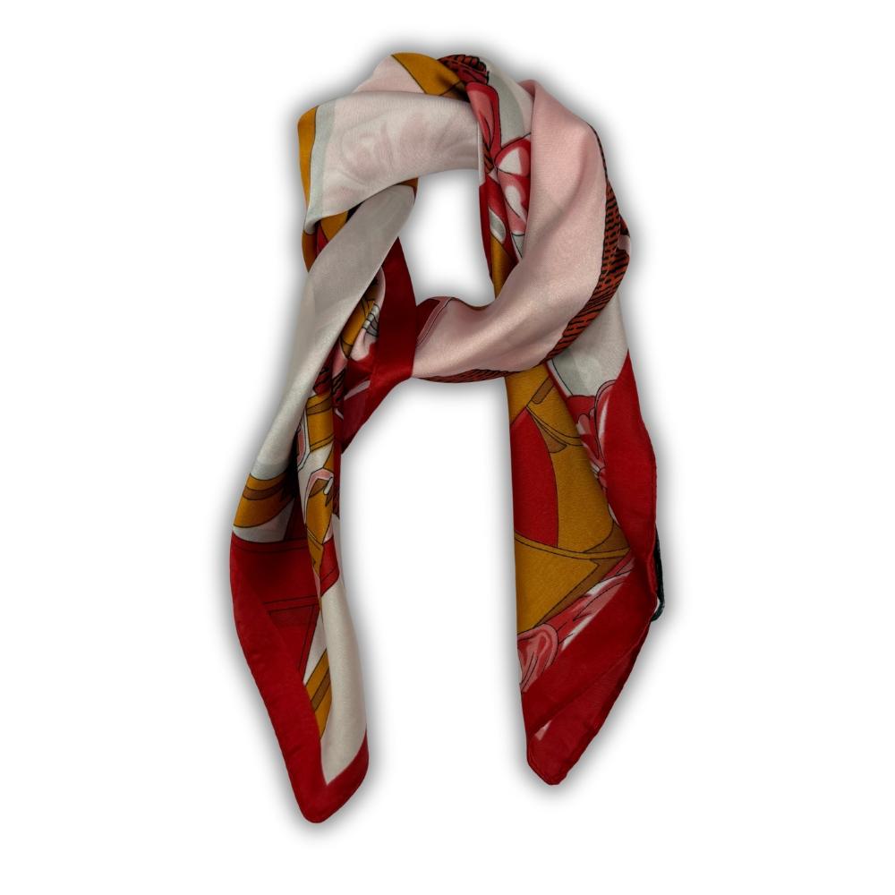 Red & Blush Pink Pure Microfiber Scarf For Women with Harness Floral Print