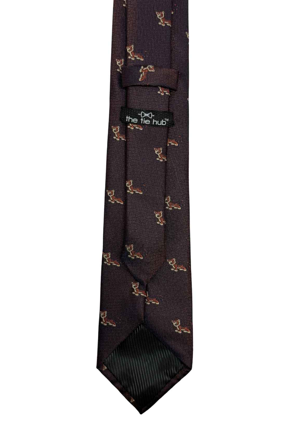 Brown Tiger Motif Silk Necktie with 100% Silk
