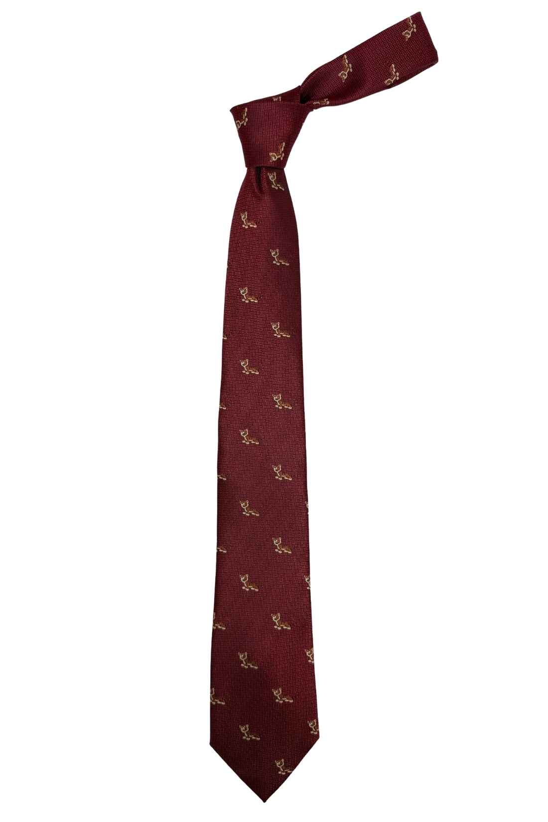 Maroon Tiger Motif Silk Necktie with 100% Silk