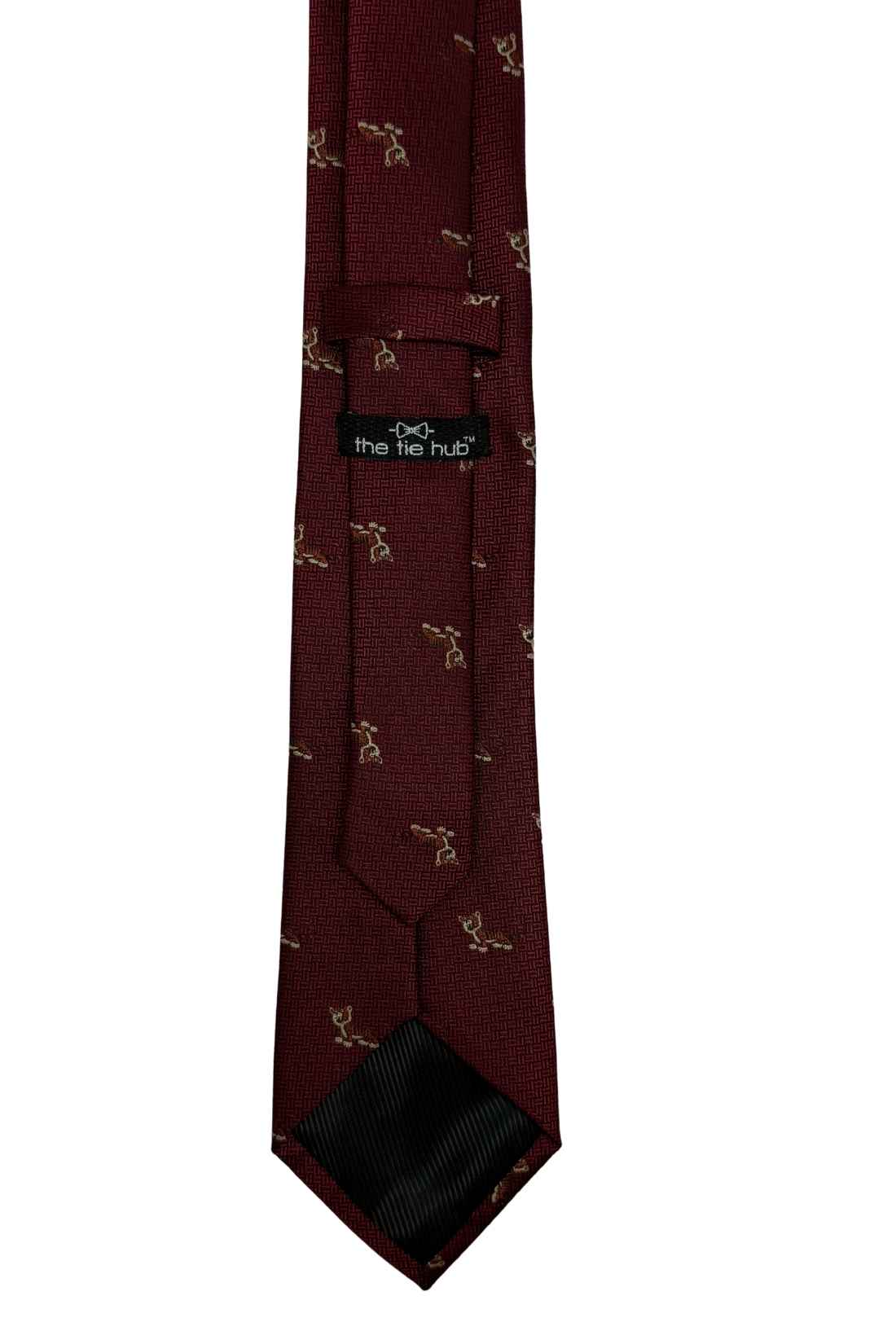Maroon Tiger Motif Silk Necktie with 100% Silk