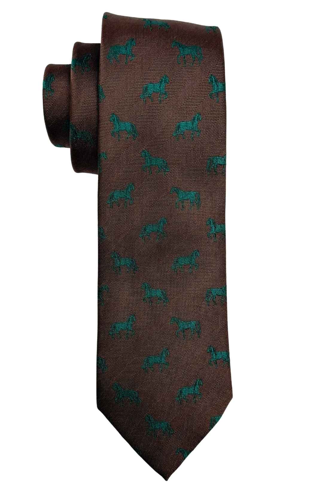 Brown Horse Motif Necktie with Heritage Pattern