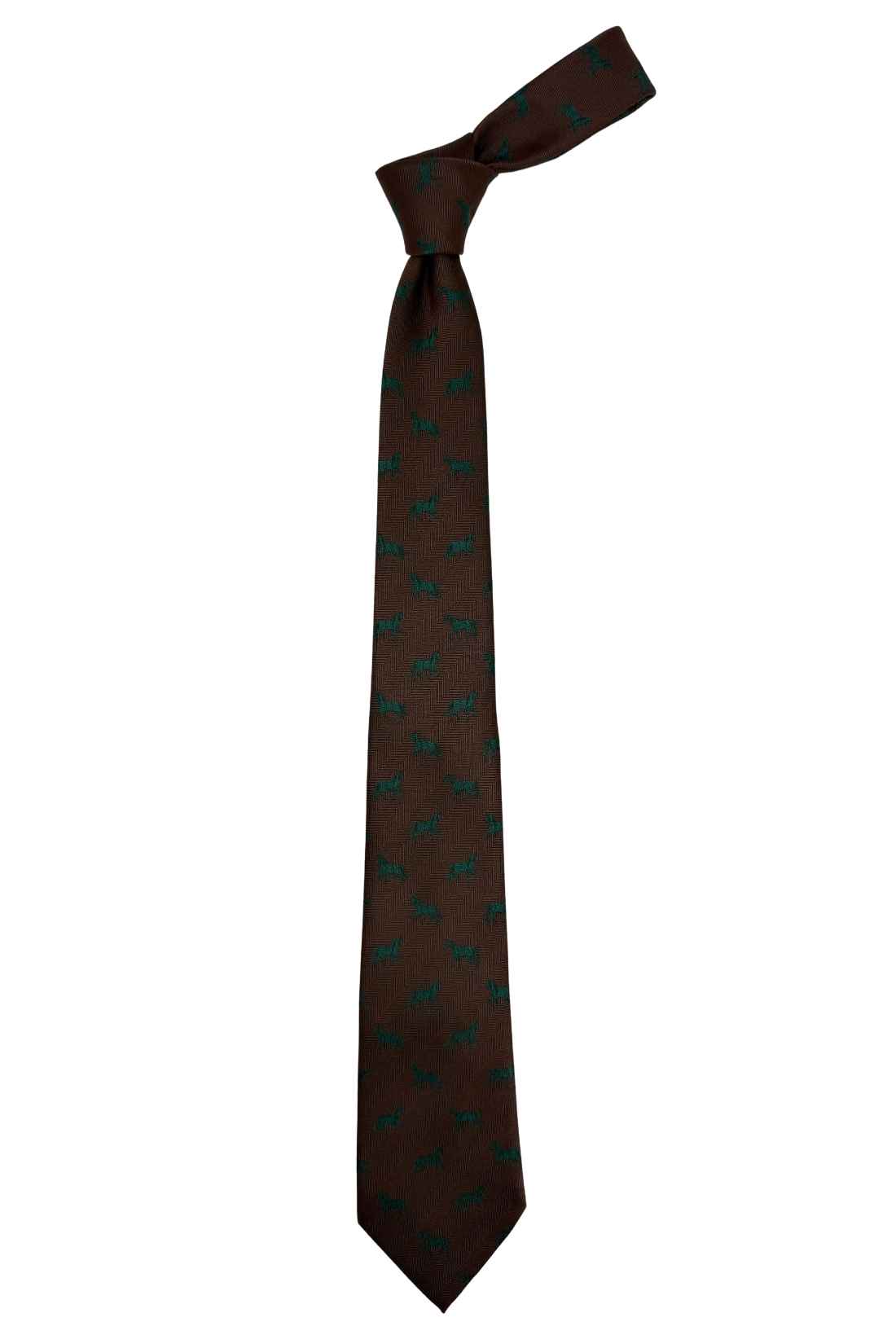 Brown Horse Motif Necktie with Heritage Pattern