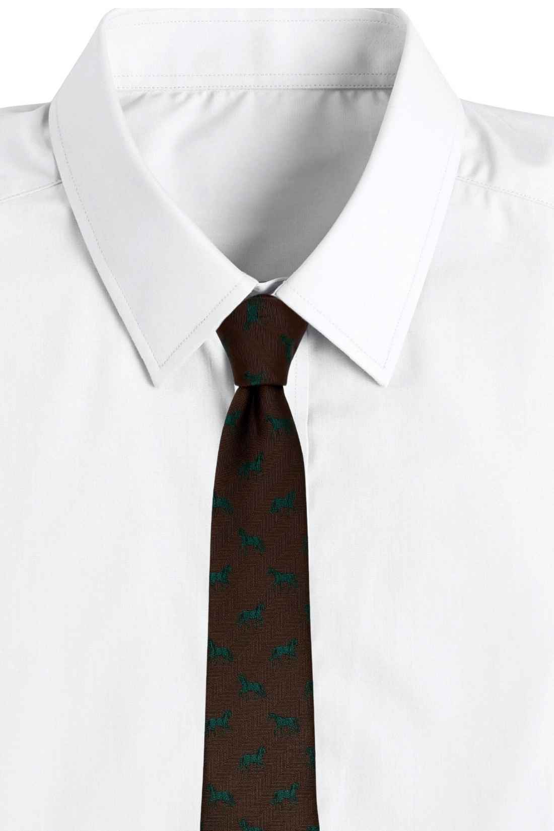 Brown Horse Motif Necktie with Heritage Pattern