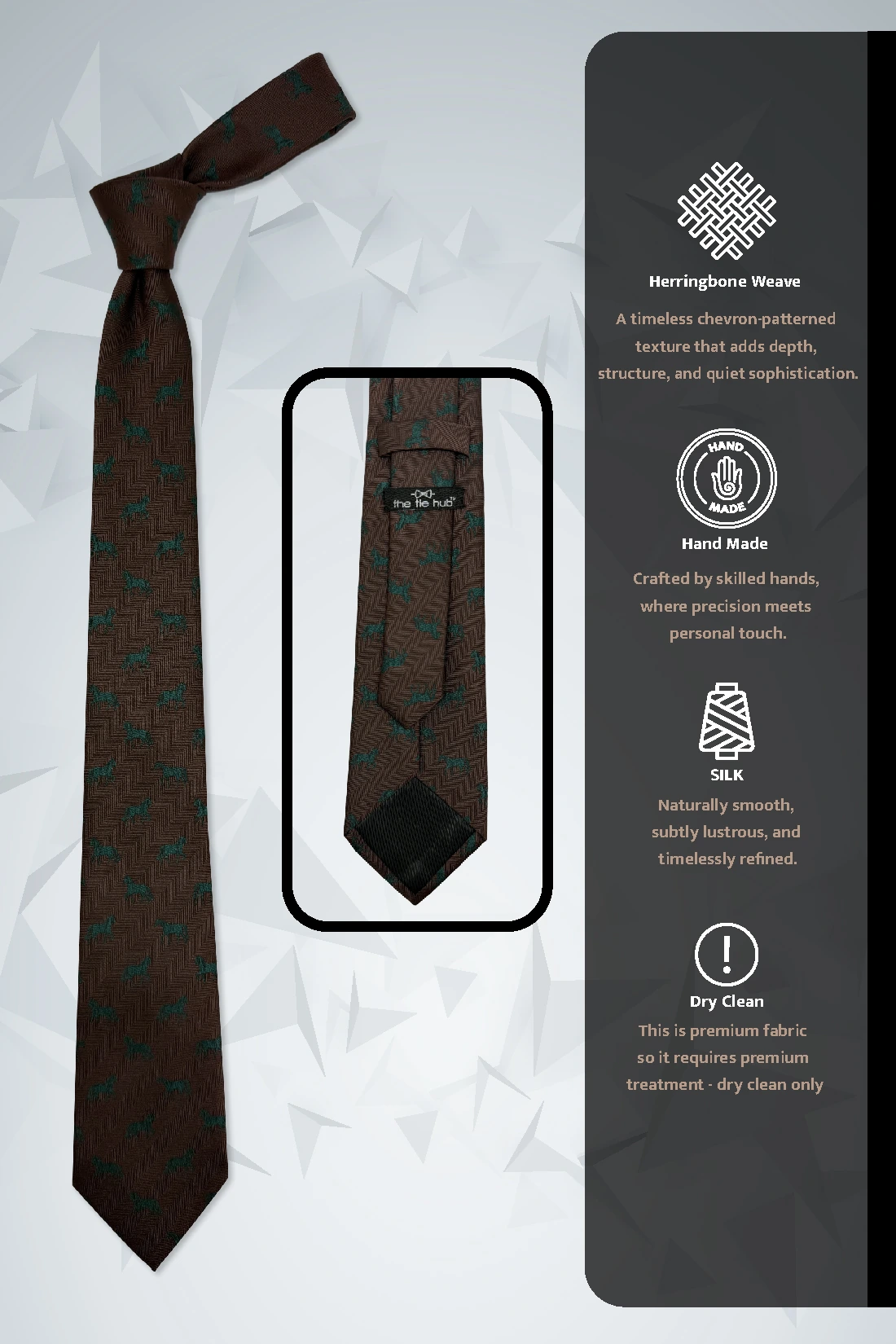 Brown Horse Motif Necktie with Heritage Pattern