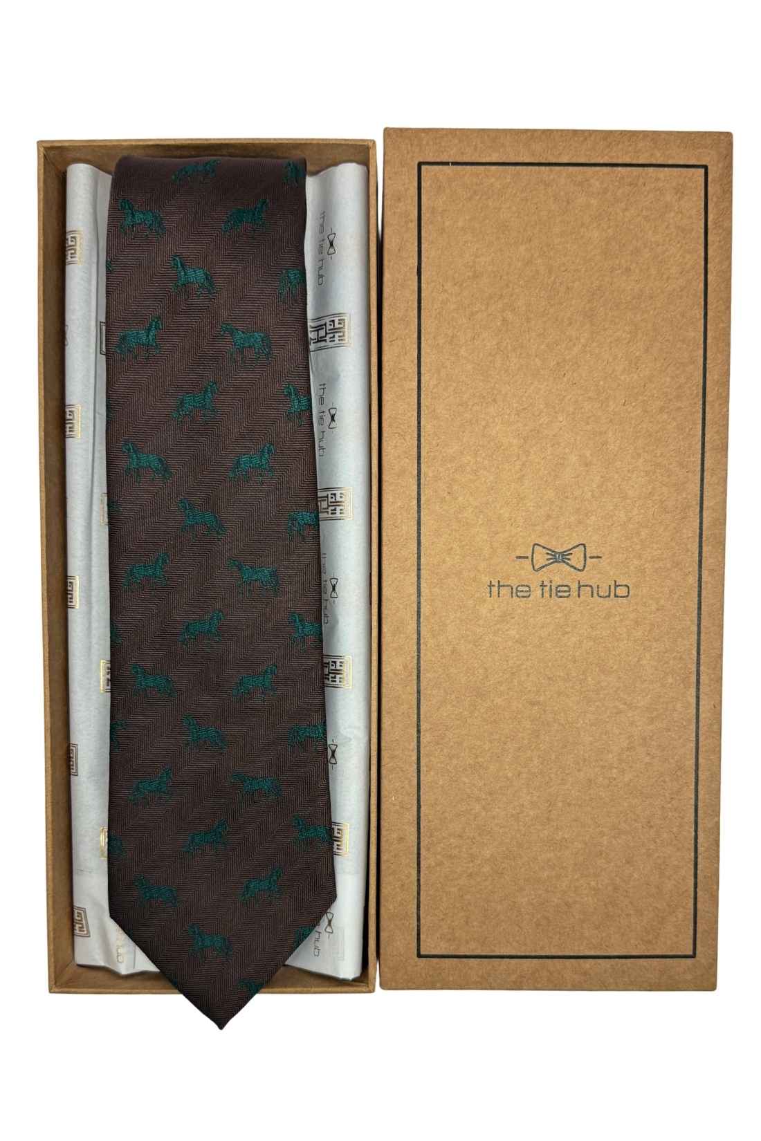 Brown Horse Motif Necktie with Heritage Pattern