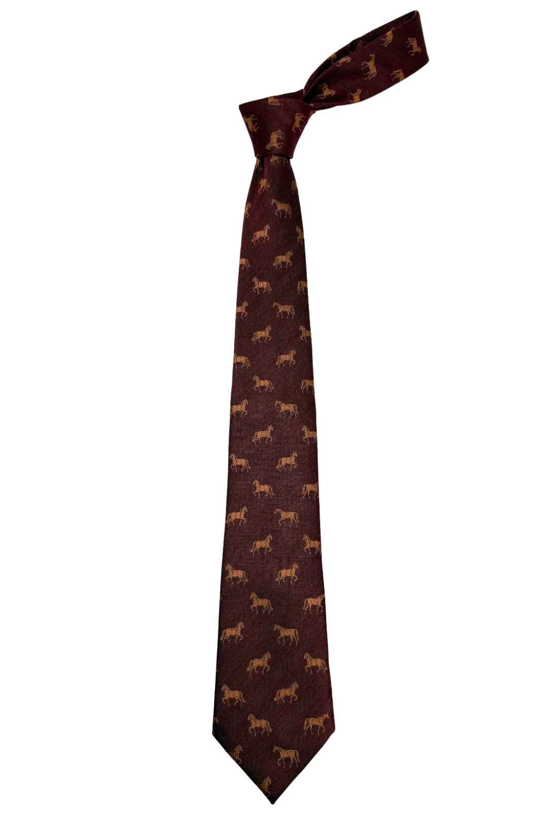 Burgundy Horse Motif Necktie with Heritage Pattern