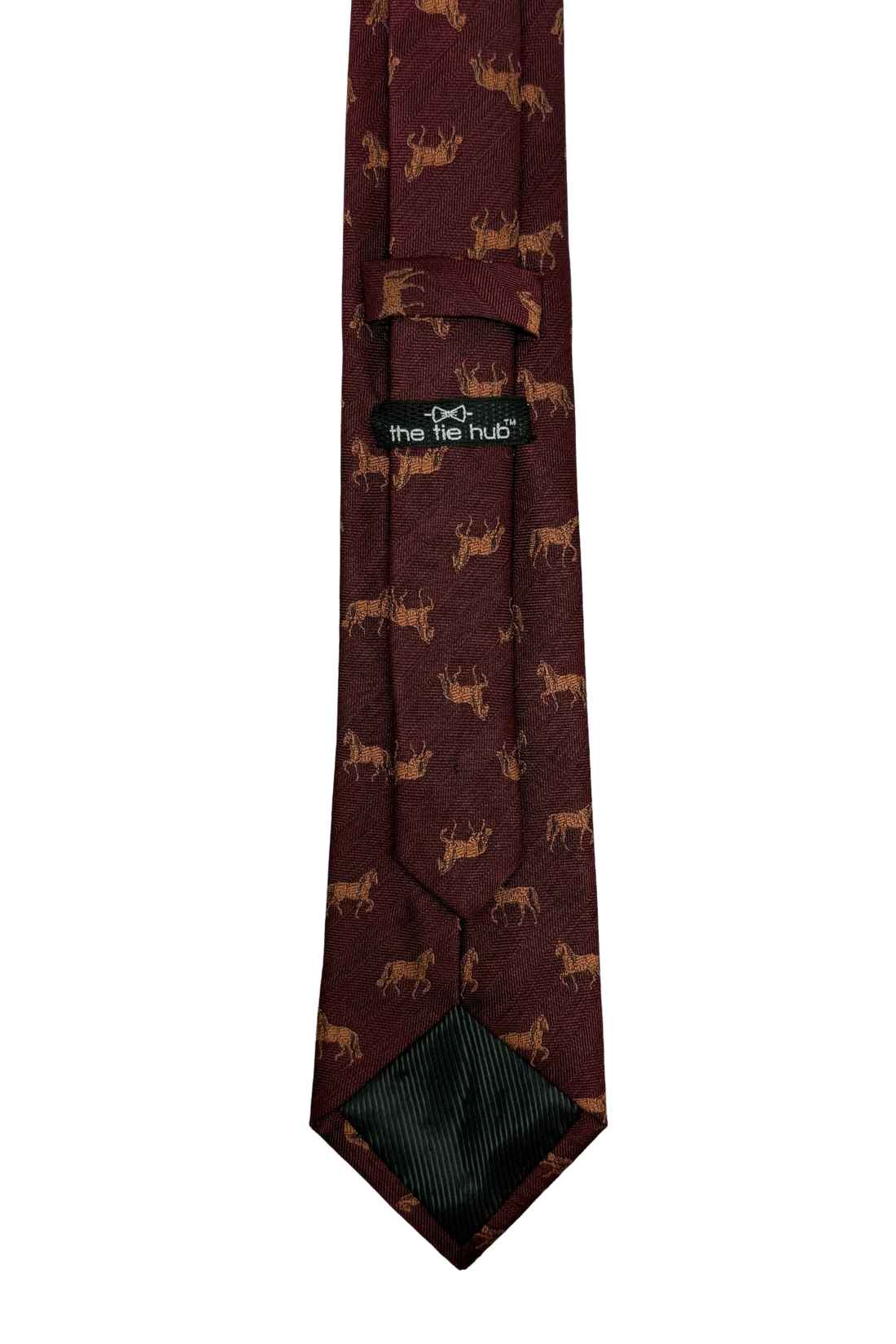 Burgundy Horse Motif Necktie with Heritage Pattern