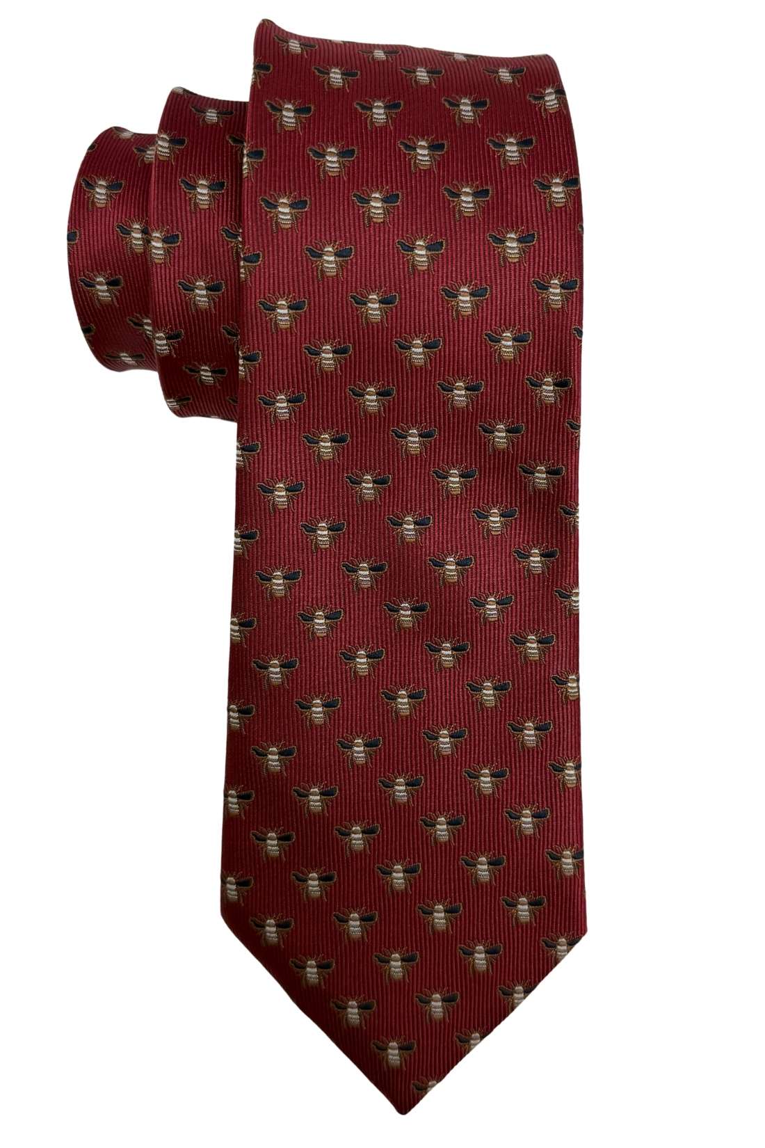 Maroon Bee Motif Necktie with Classic Pattern