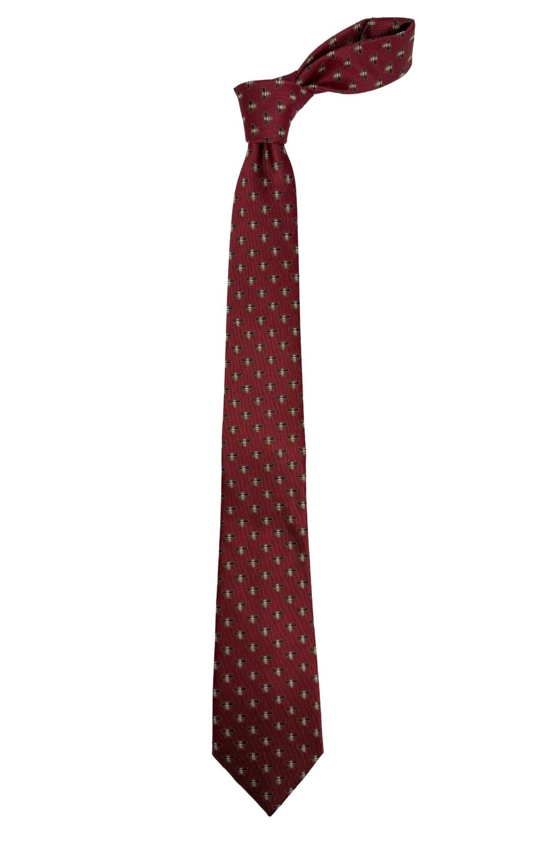 Maroon Bee Motif Necktie with Classic Pattern