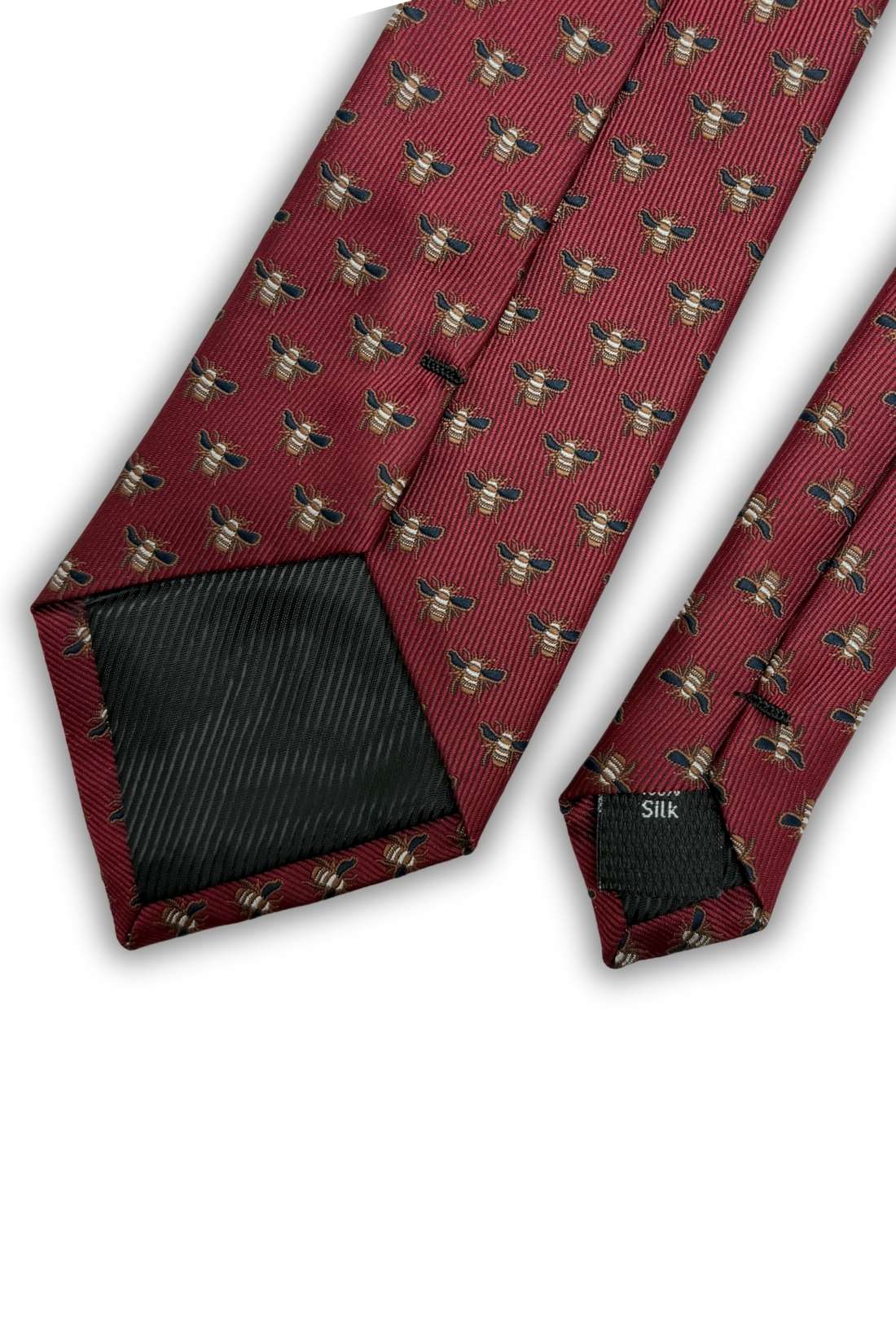 Maroon Bee Motif Necktie with Classic Pattern