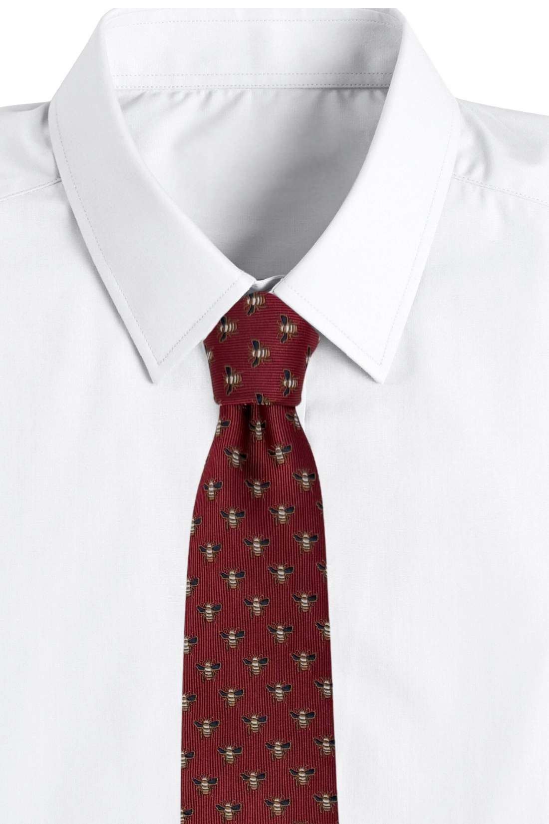Maroon Bee Motif Necktie with Classic Pattern