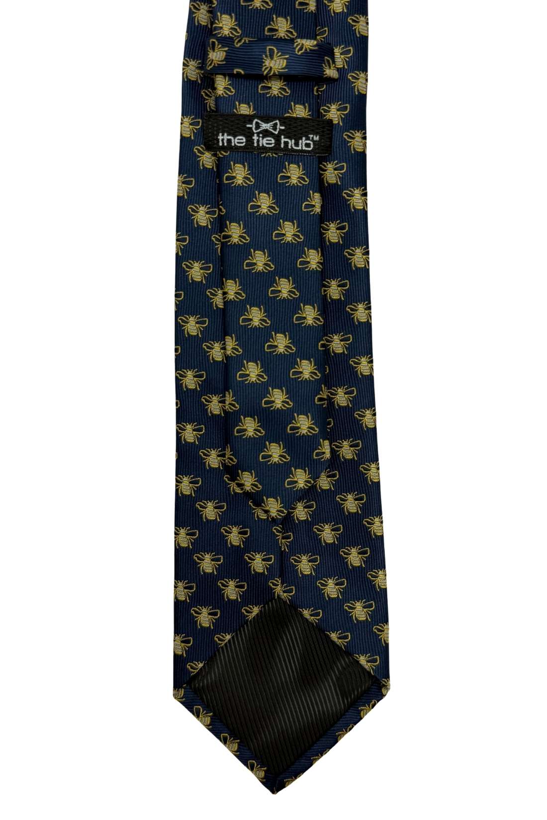 Navy Blue Bee Motif Necktie with Classic Pattern