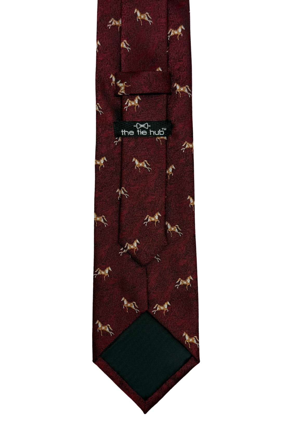 Burgundy Horse Motif Silk Necktie with 100% Silk