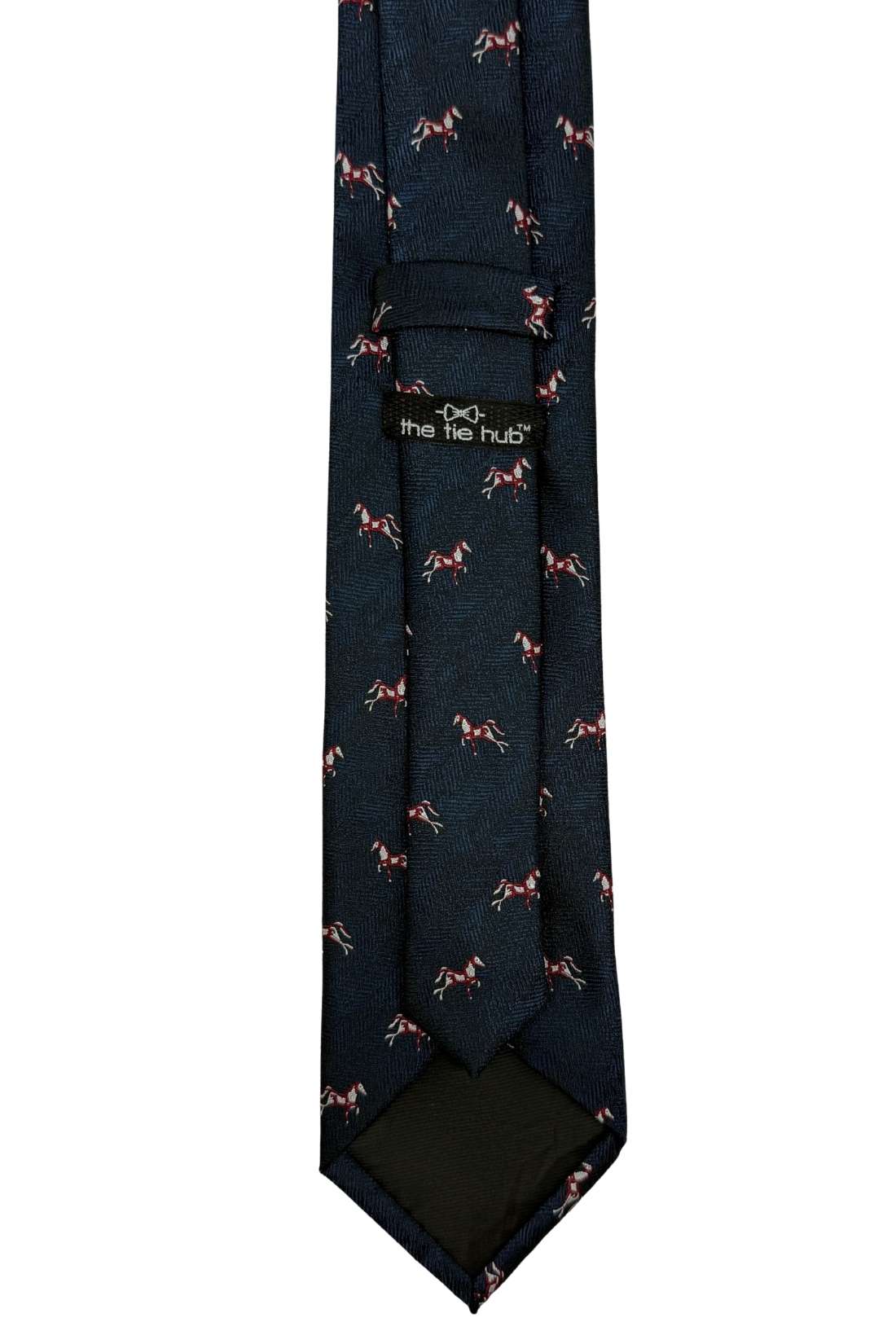 Navy Blue Horse Motif Silk Necktie