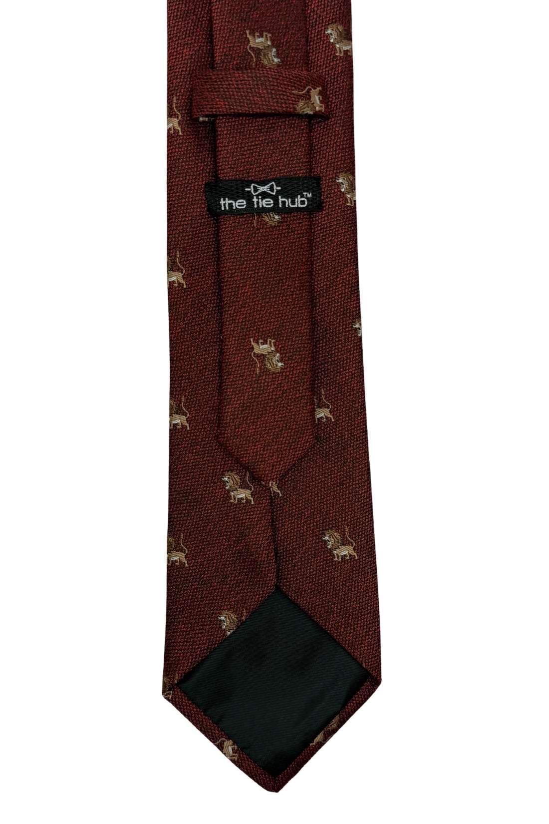 Burgundy Lion Motif Silk Necktie