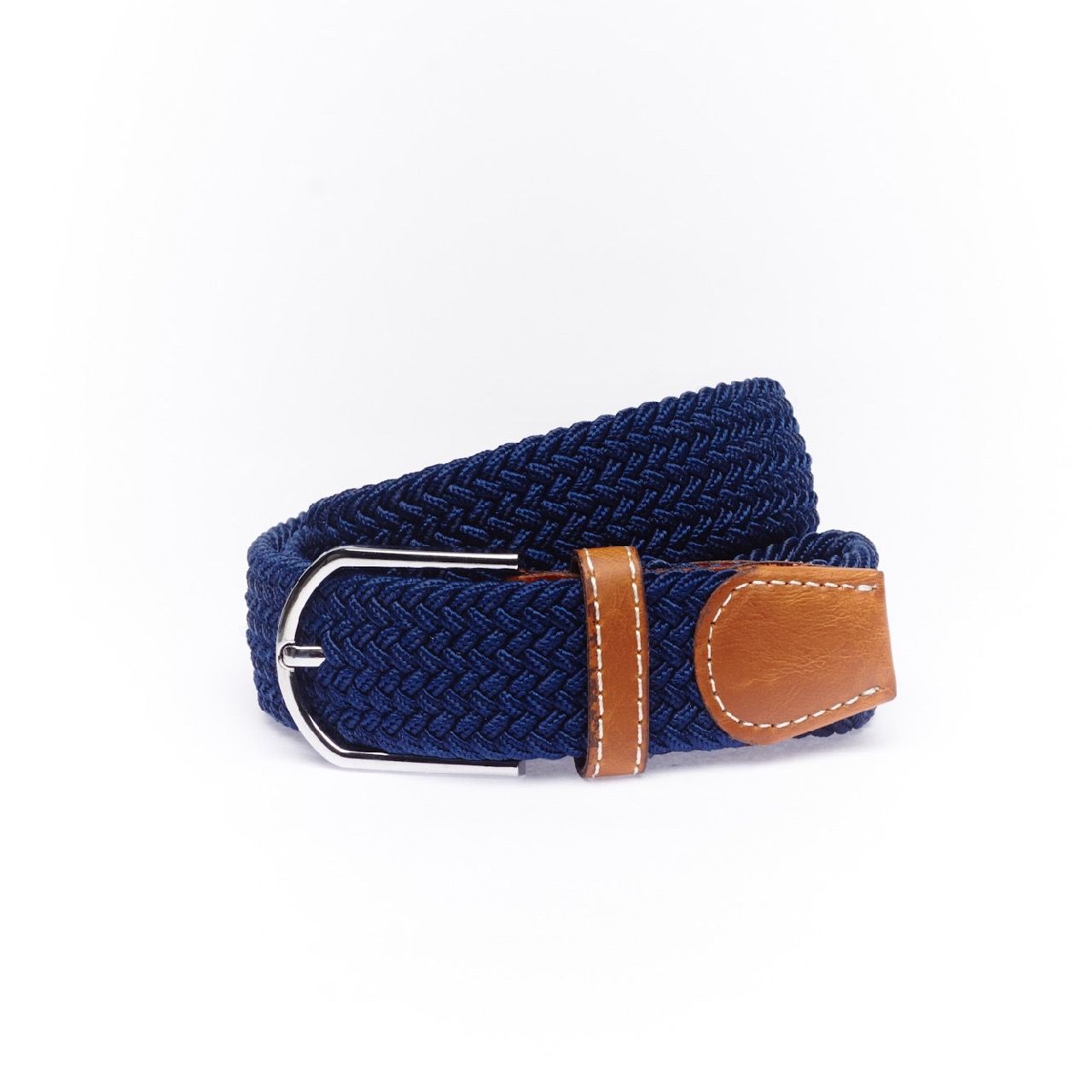 Solid Navy Elasticated Woven Belt