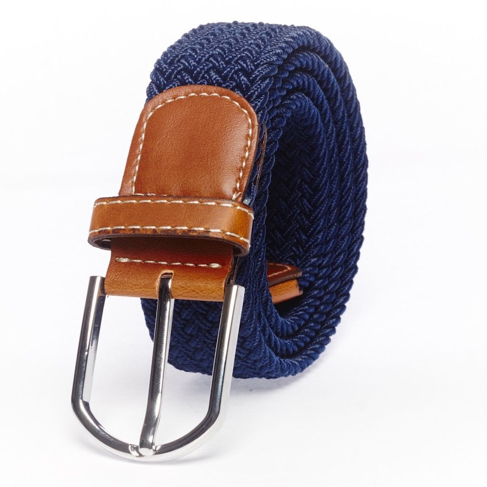Solid Navy Elasticated Woven Belt