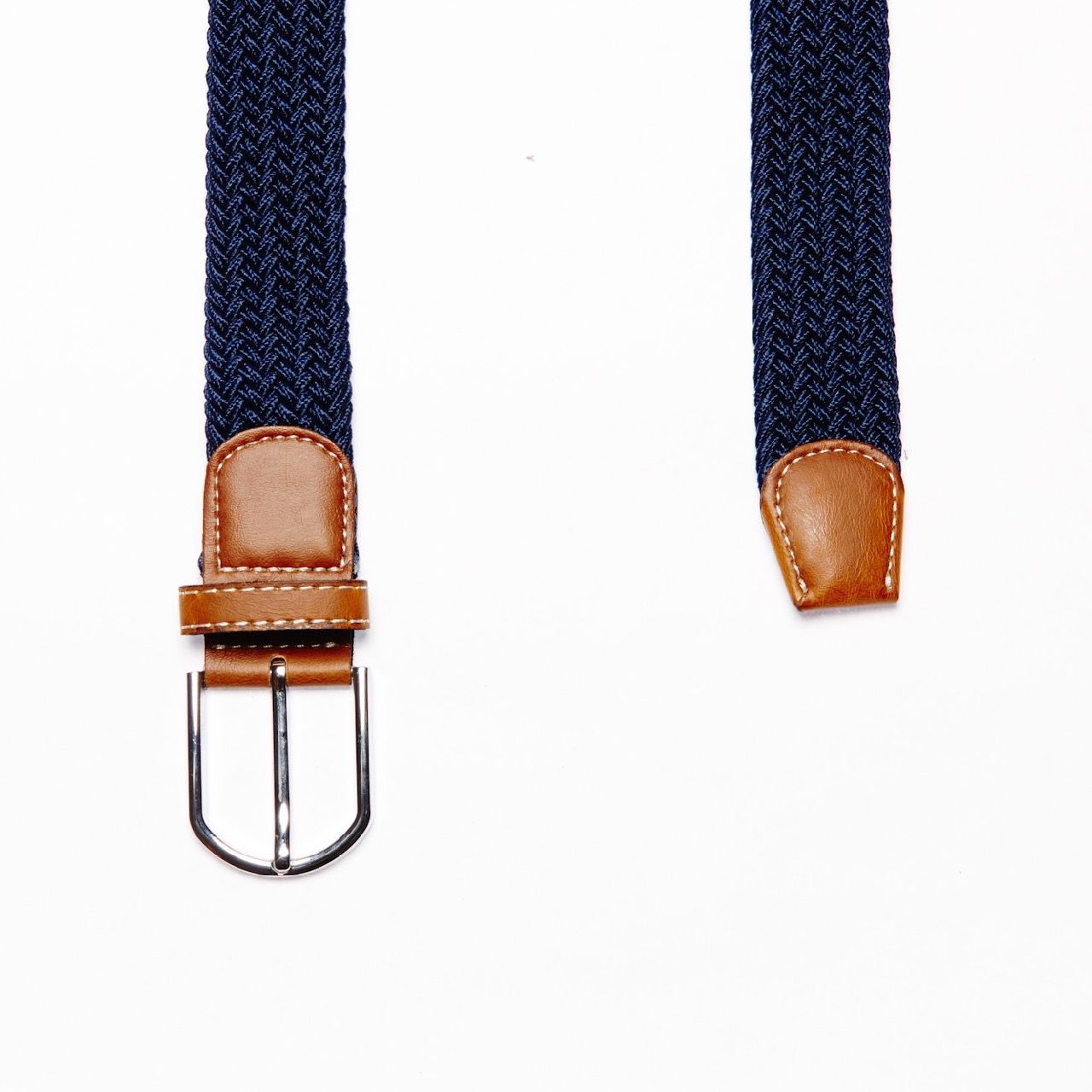 Solid Navy Elasticated Woven Belt
