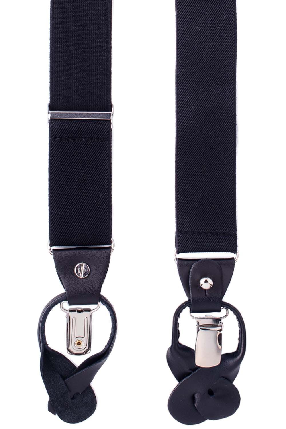 Signature Solid Black Y Back Button-end Suspender