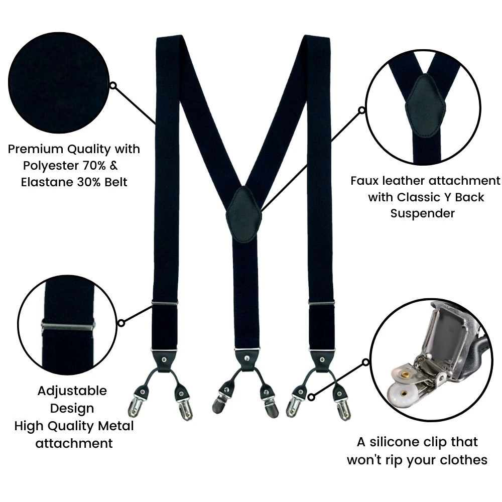 Carbon Black Clip On Suspenders