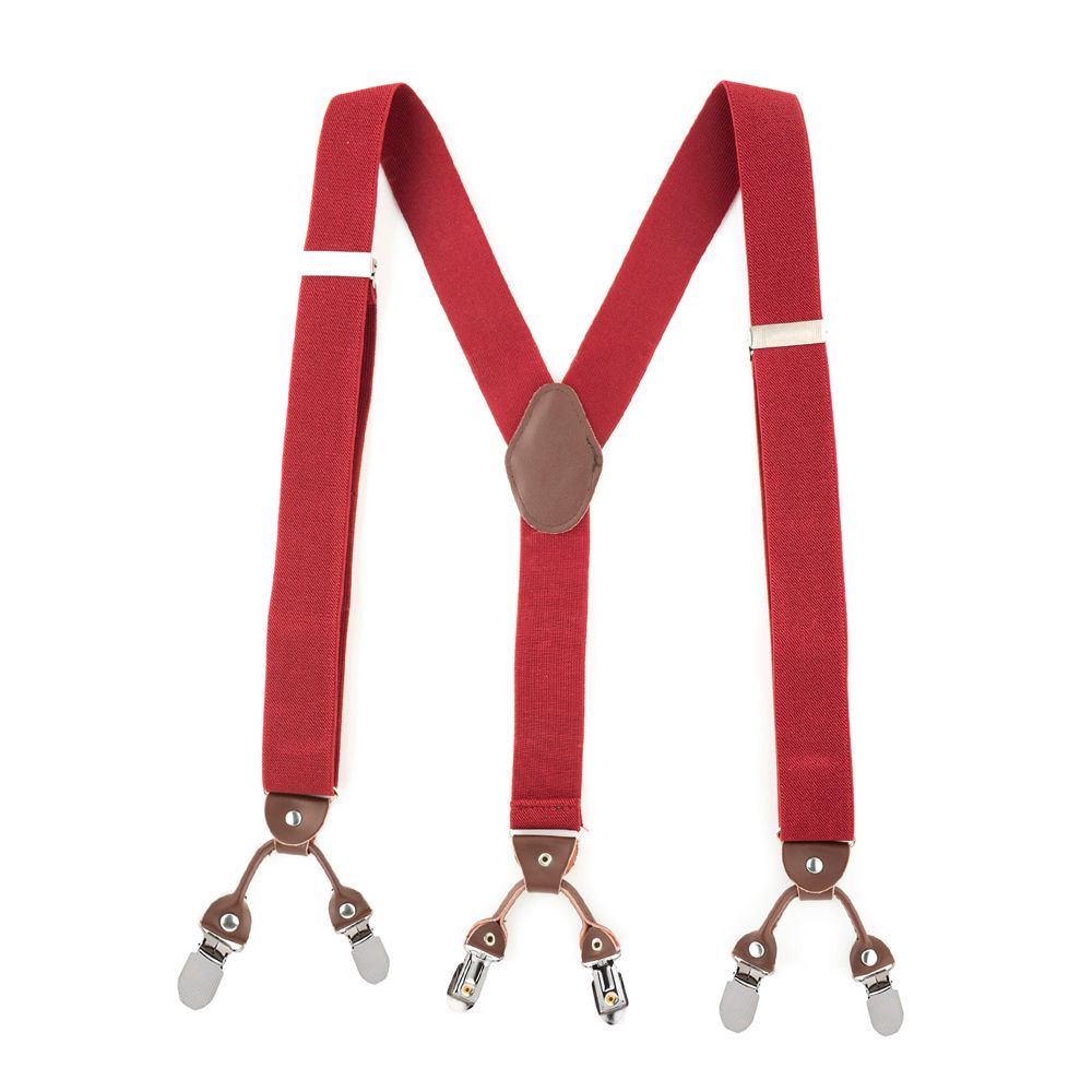 Booster Solid Burgundy Clip On Suspenders