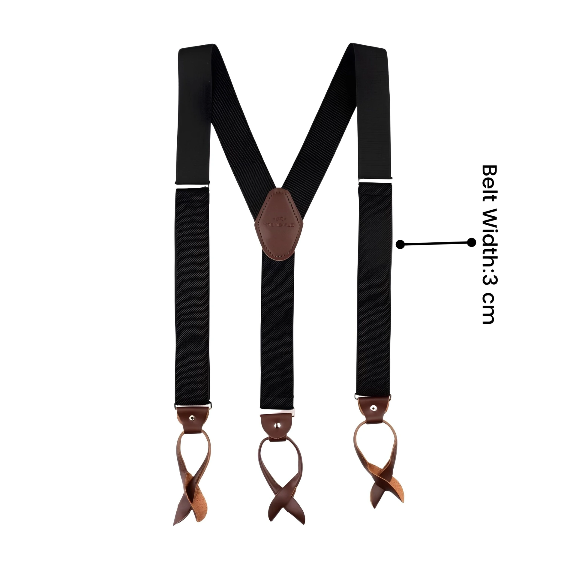 Gentry Black Elasticated Suspender With Brown Leatherette Fitting-Button up Style