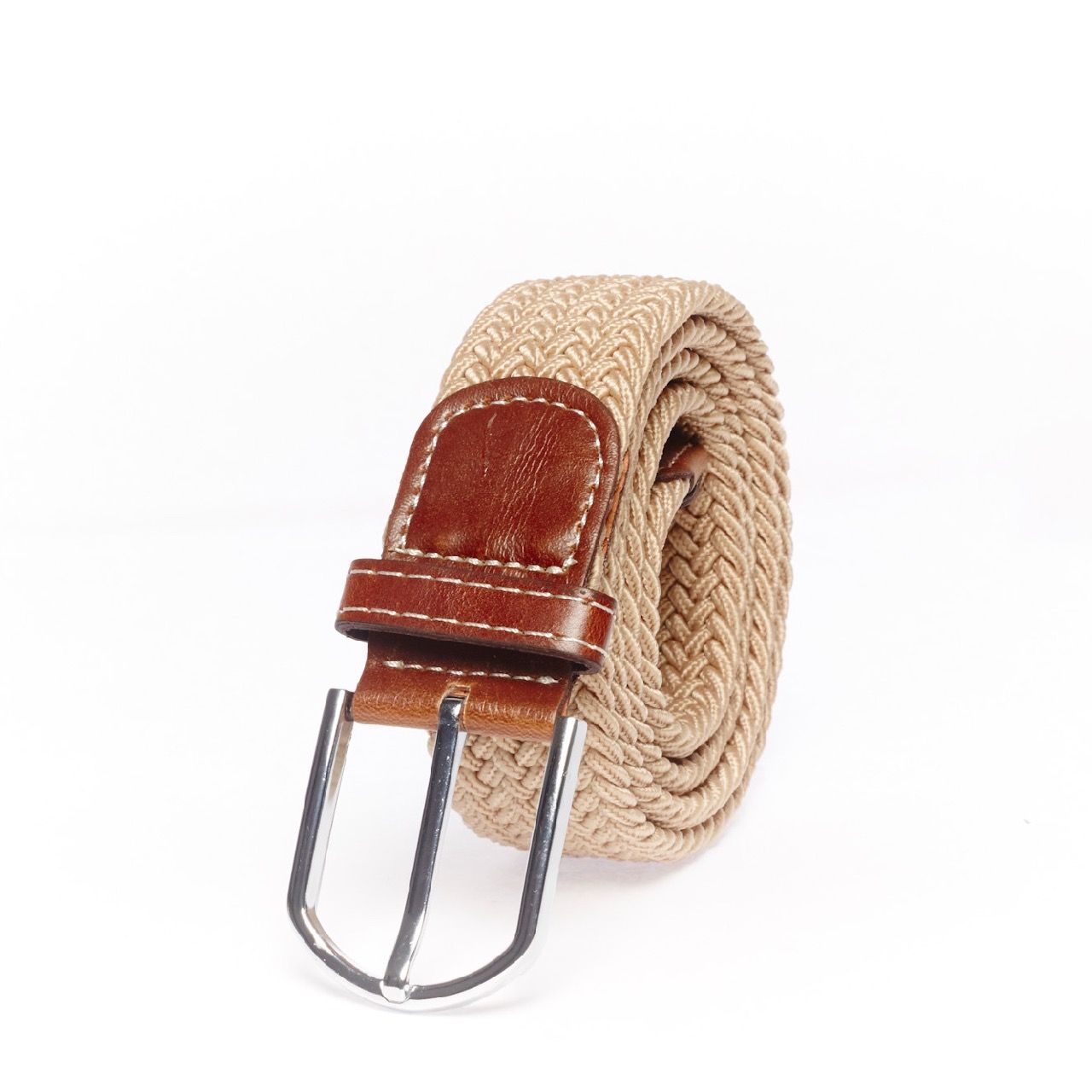 Solid-Cream Elasticated Woven Belt