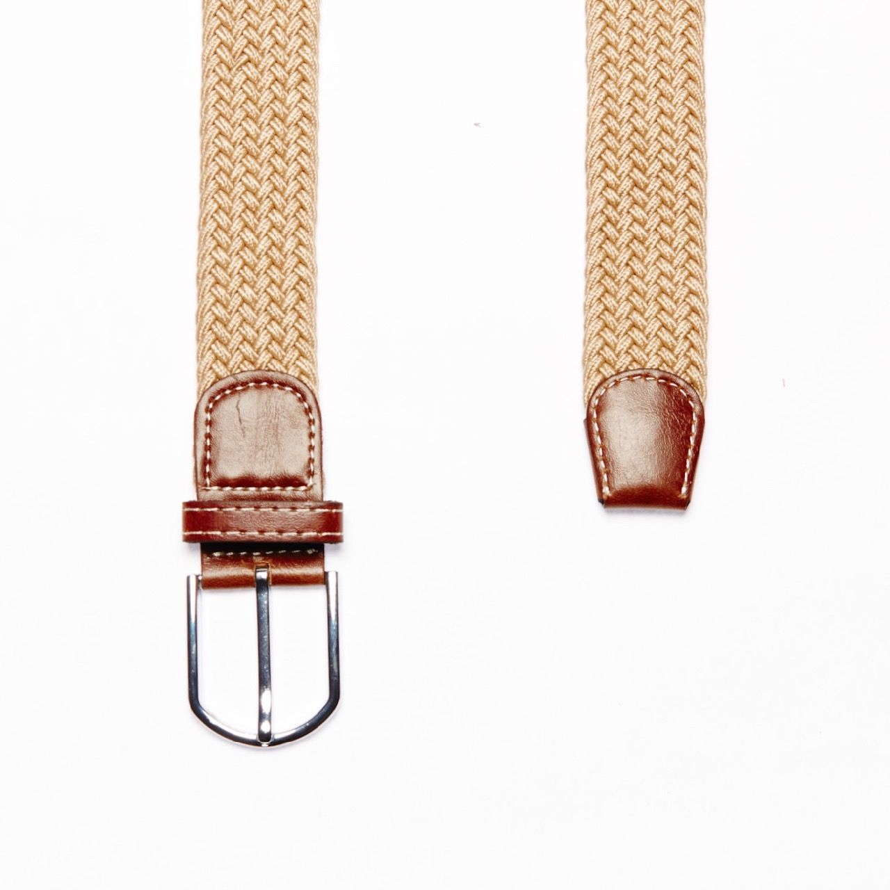 Solid-Cream Elasticated Woven Belt