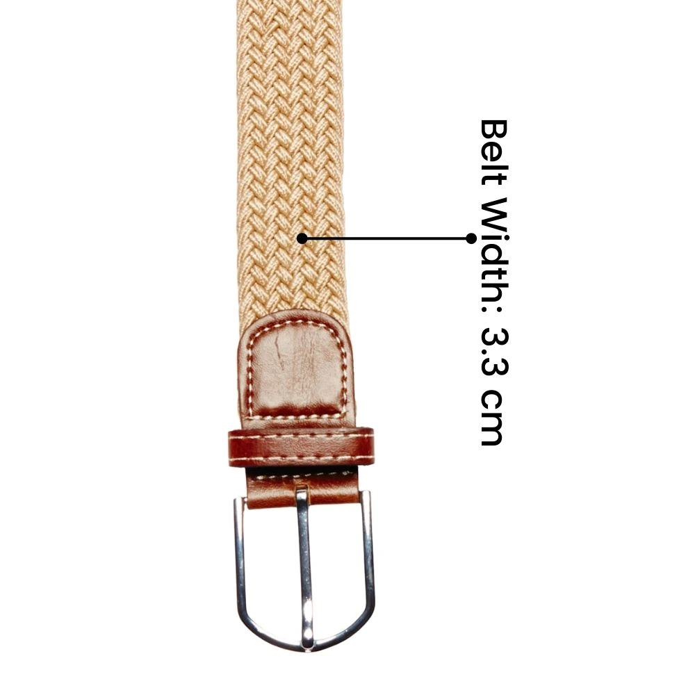 Solid-Cream Elasticated Woven Belt