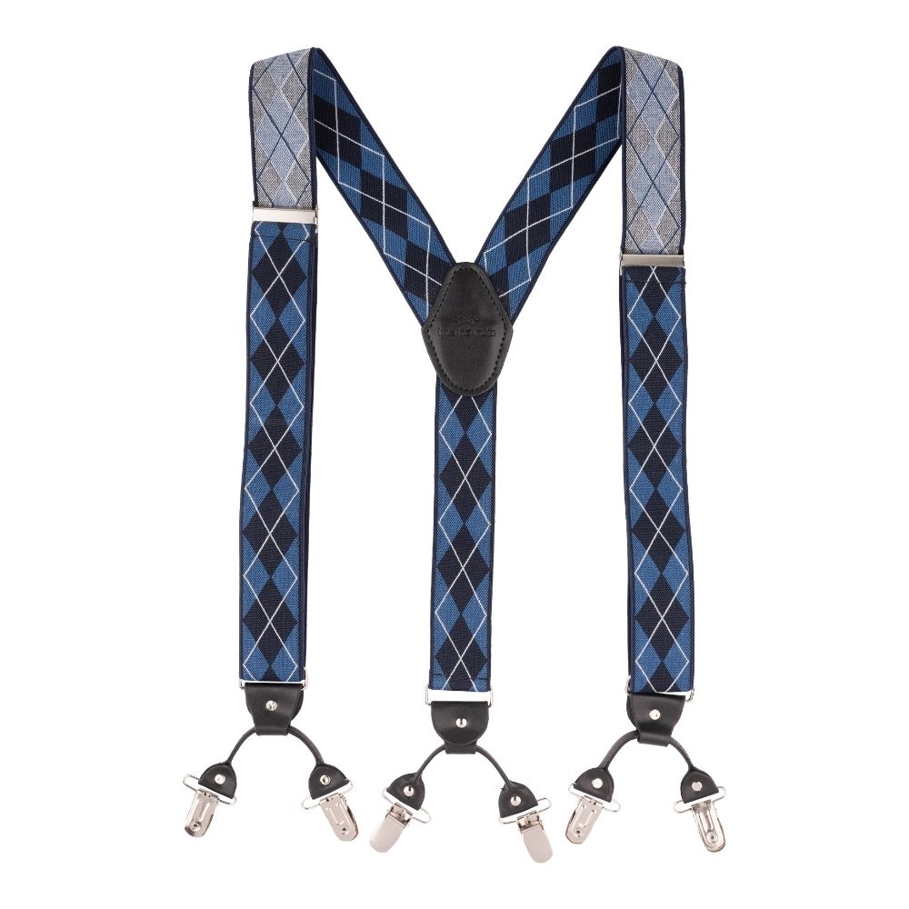 Diamond Tip Blue Y Back Clip On Suspender