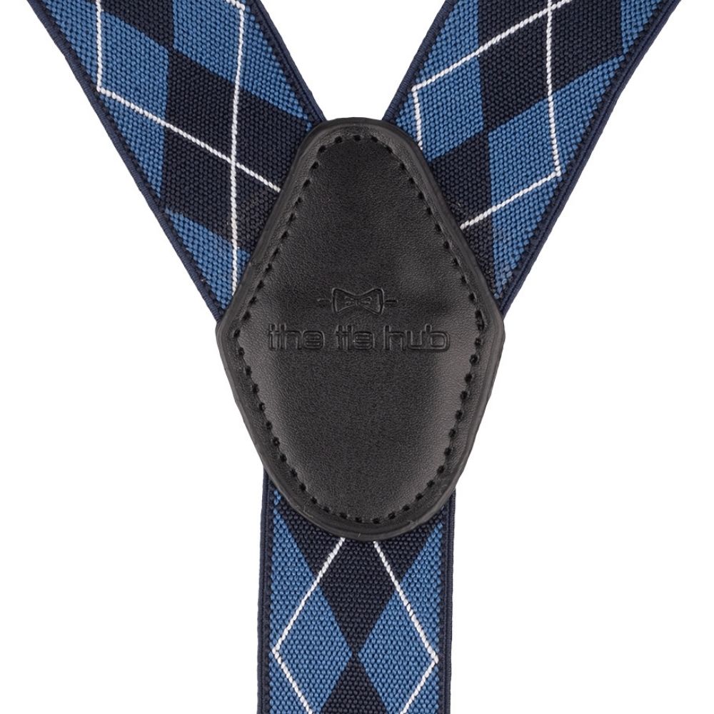 Diamond Tip Blue Y Back Clip On Suspender