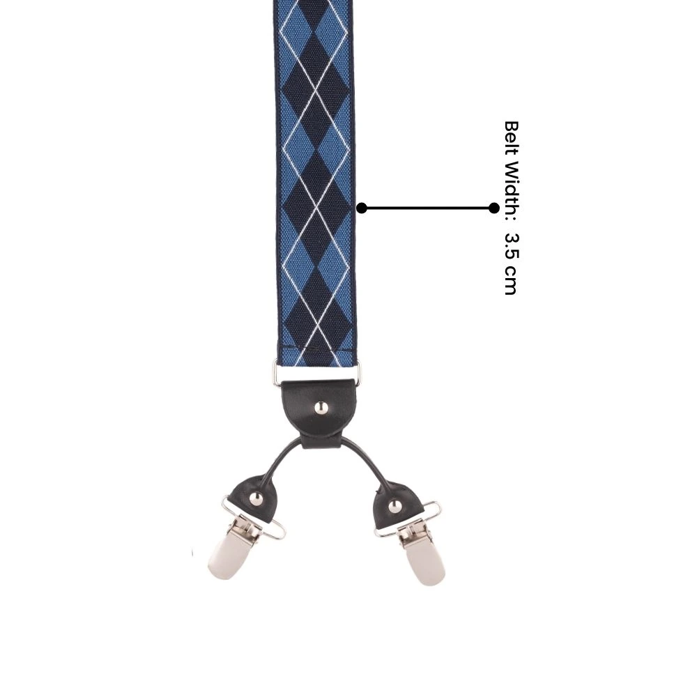 Diamond Tip Blue Y Back Clip On Suspender